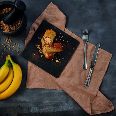 Spring Rolls με Μπανάνα και Ξηρούς Καρπούς σε φύλλο Κρούστας για Γλυκά Χρυσή Ζύμη