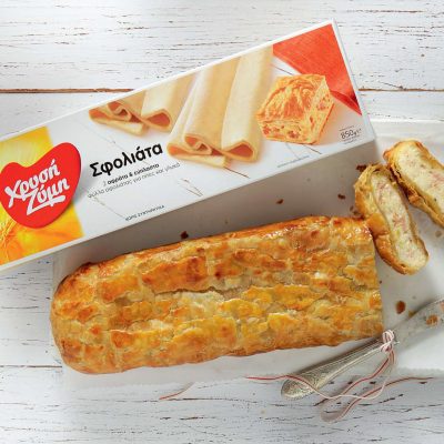 Κασερόπιτα με Μπέικον σε Ρολό με Σφολιάτα Χρυσή Ζύμη